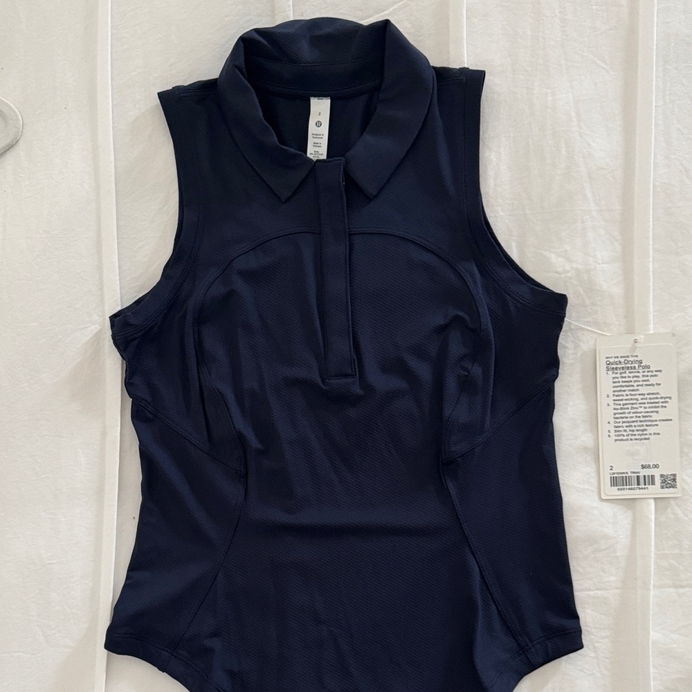 lululemon athletica Navy Blue Sleeveless Polo